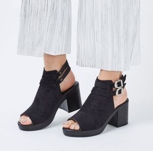 Topshop Open Toe Buckle Booties